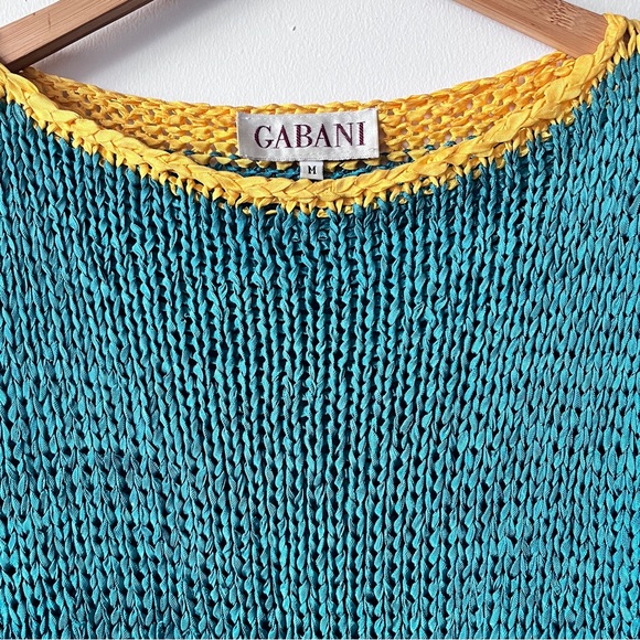 Vintage 80s Gabani Color-block Women's Open Weave Short Sleeve Sweater Size M - Picture 13 of 14